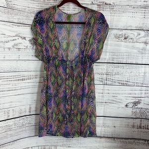 Becca chiffon cover up front tie up snake print tunic